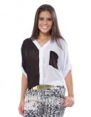 Camisa P&B com Bolso